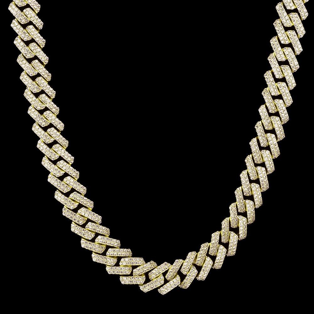 15MM DIAMOND PRONG LINK CHAIN - GOLD PLATED