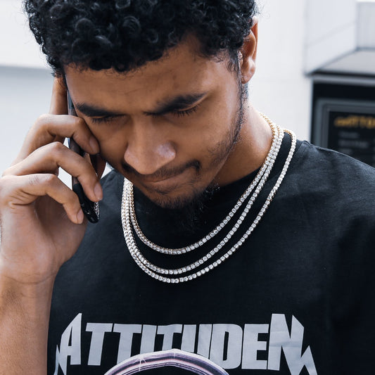 3MM TENNIS CHAIN - WHITE GOLD PLATED