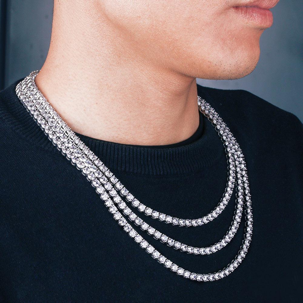 5MM TENNIS CHAIN - WHITE GOLD PLATED