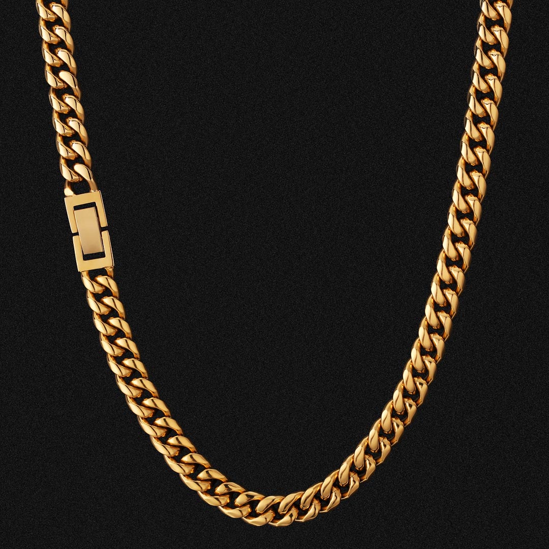 8MM MIAMI CUBAN CHAIN - 18K GOLD PLATED