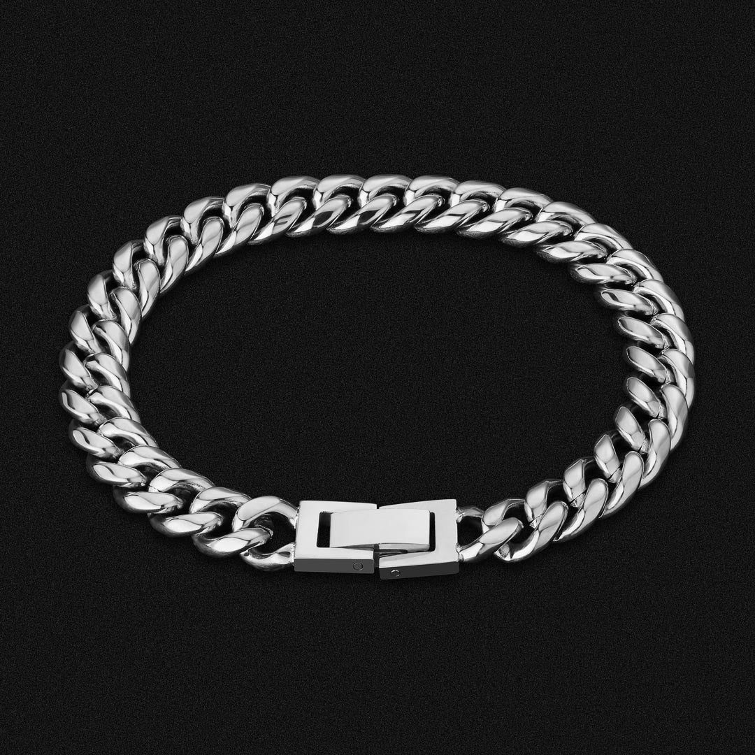 8MM MIAMI CUBAN BRACELET - WHITE GOLD
