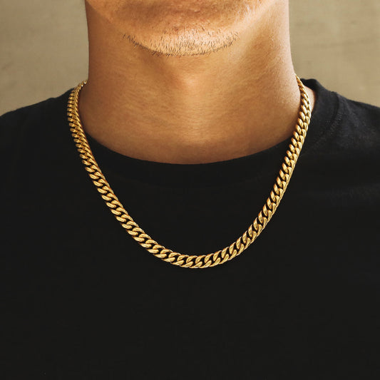 8MM MIAMI CUBAN CHAIN - 18K GOLD PLATED
