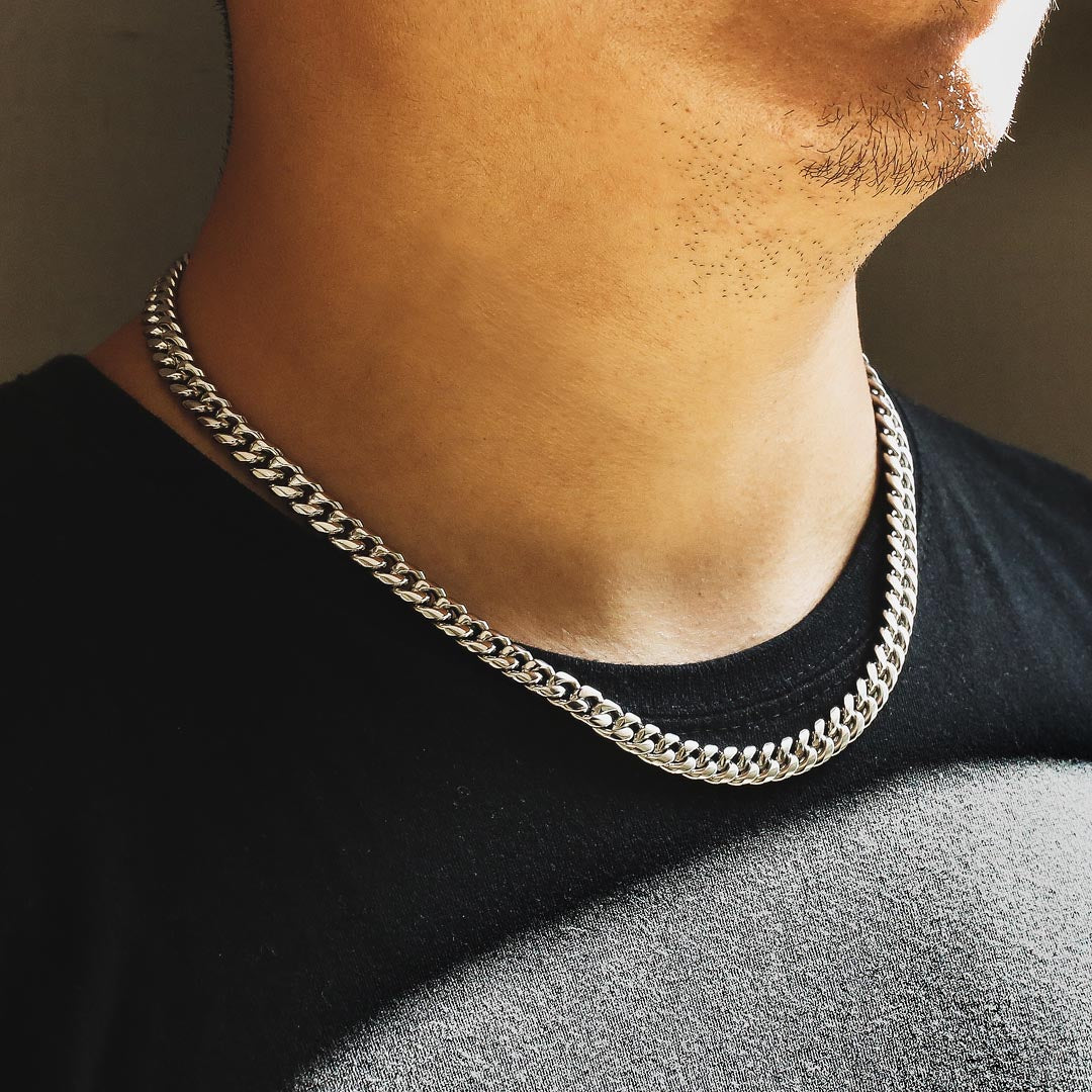 8MM MIAMI CUBAN CHAIN - WHITE GOLD PLATED