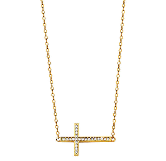 Crystal Cross - 14k Gold