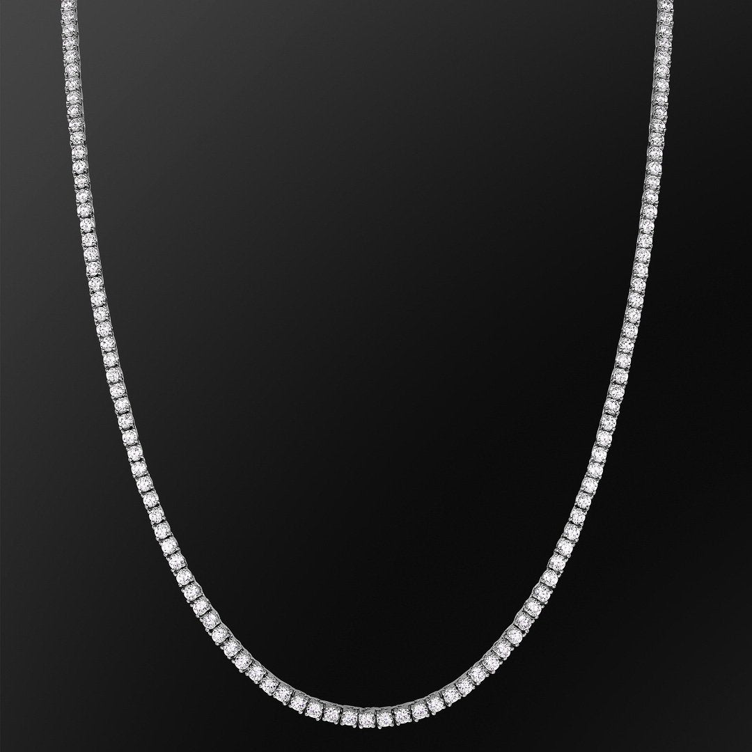 3MM TENNIS CHAIN - WHITE GOLD PLATED